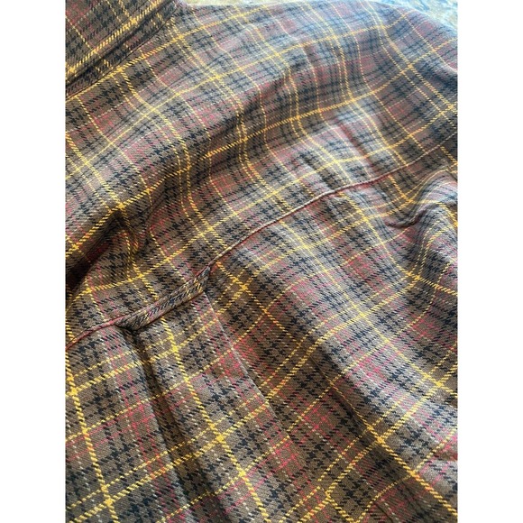 New OOBE Men Brown Plaid Flannel Long Sleeve Button Down Shirt VINTAGE Soft MED - Picture 5 of 5